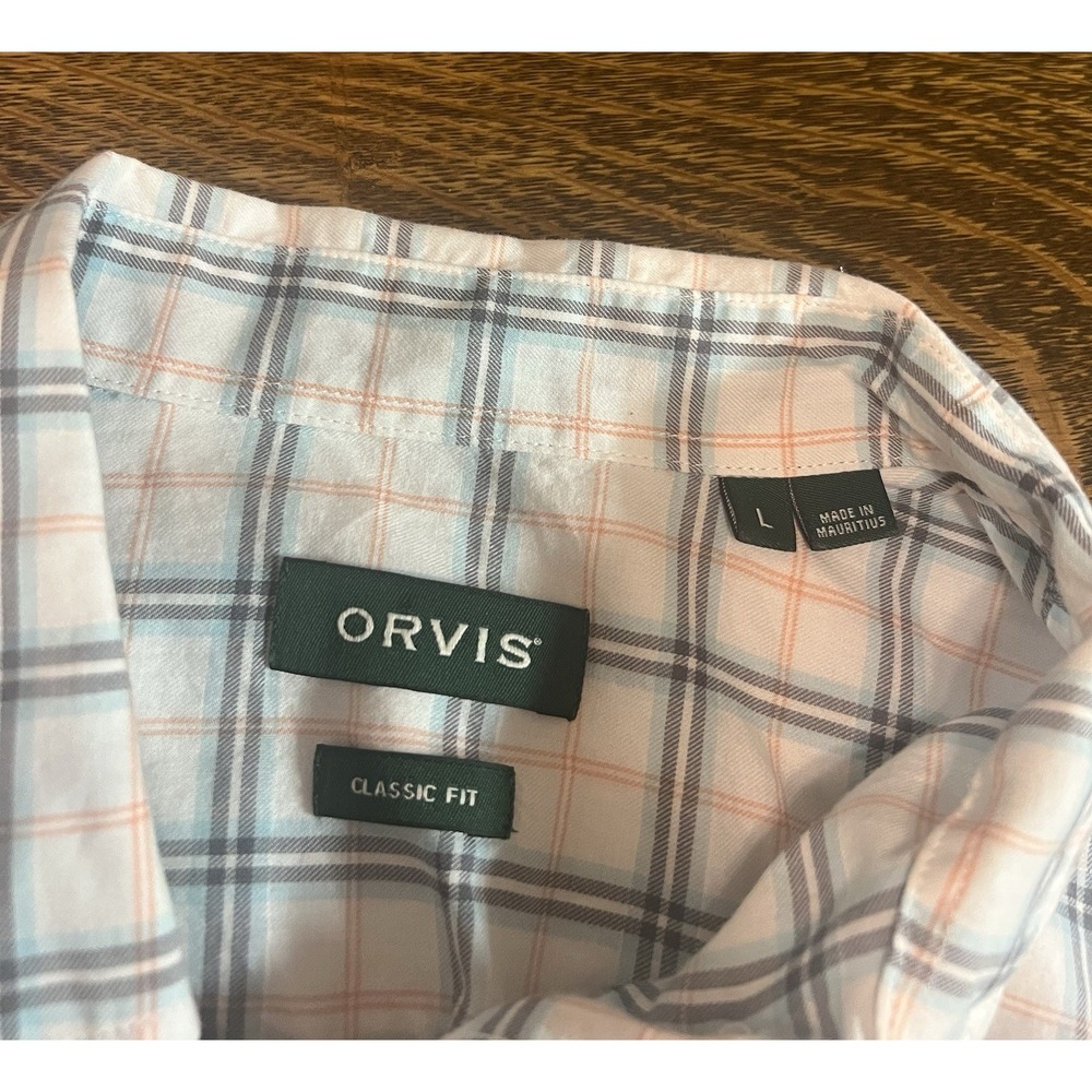 Orvis Classic Fit Men Shirt Large Plaid Long Sleeve Cotton